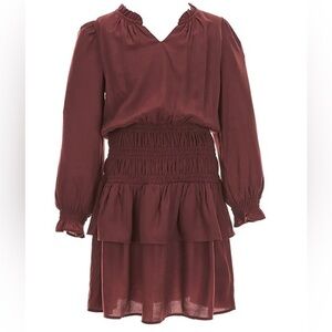 Girls Burgundy Long Sleeve Dress